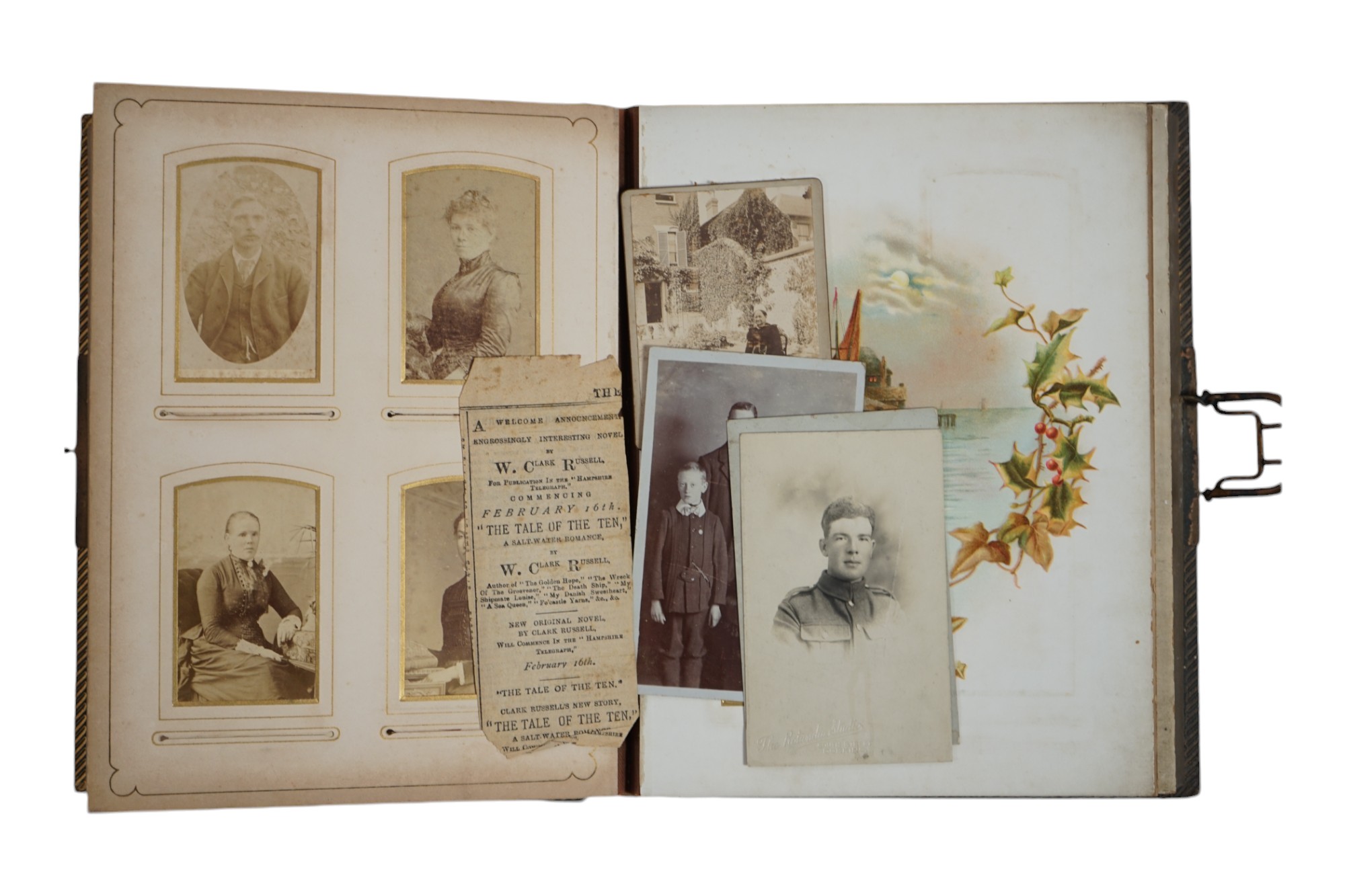 A late 19th century musical embossed leather photograph album 'The Seaside Album' by J.C.M Co. Ltd